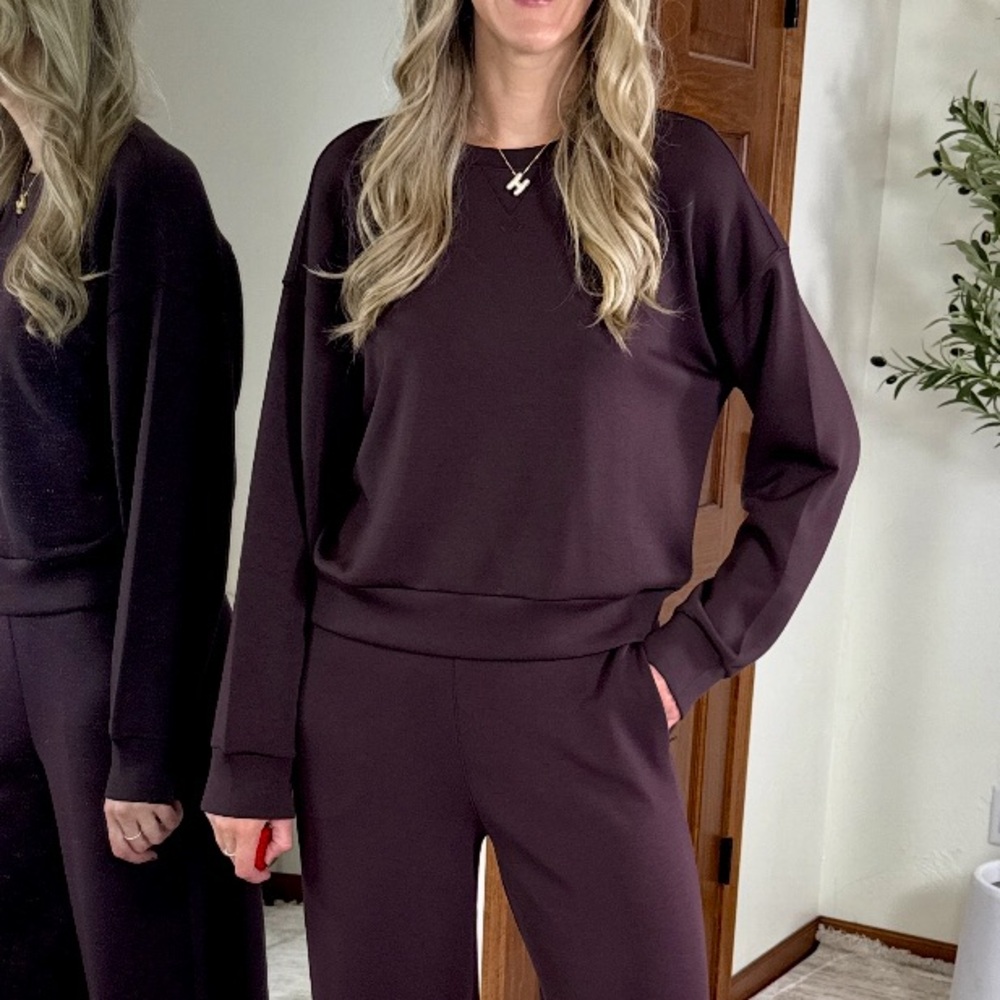 SPANX Dark Brown AirEssentials Crew Neck Sweater